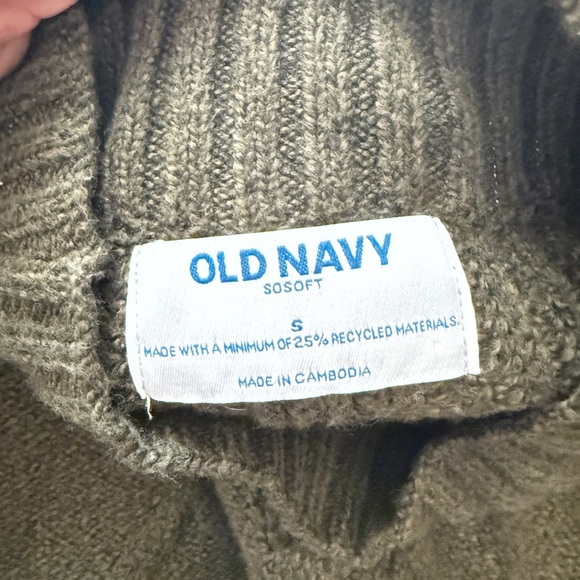 Old Navy Sweater SoSoft Mock Neck Cable Knit Dark Green Academia Small - Picture 6 of 10